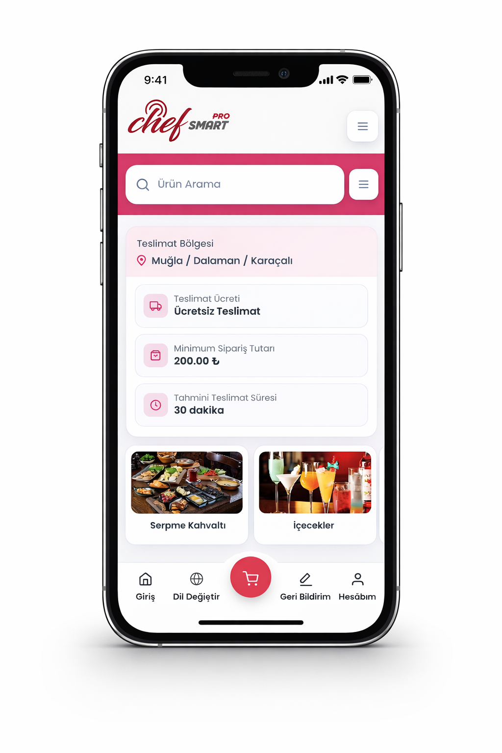 Mobile delivery order screen